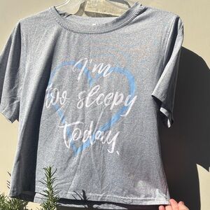 Gray T-Shirt with Blue Heart Design